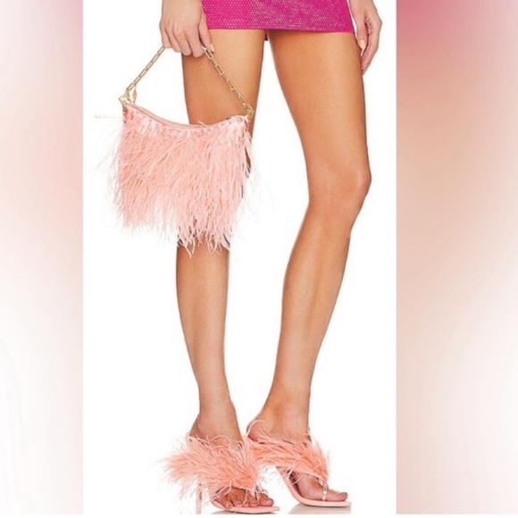 CULT GAIA Pink Ostrich Feather Purse - Picture 6 of 7
